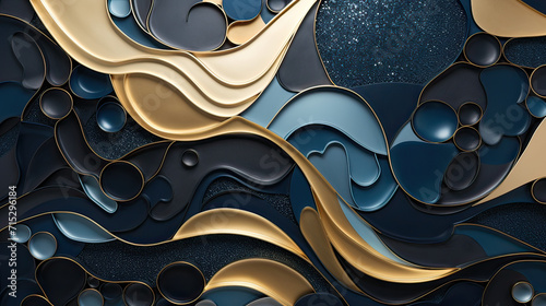 Mesmerizing metallic foiling abstract background, a mix of shapes and metallic tones, a visually rich and stylish composition Ai Generative photo