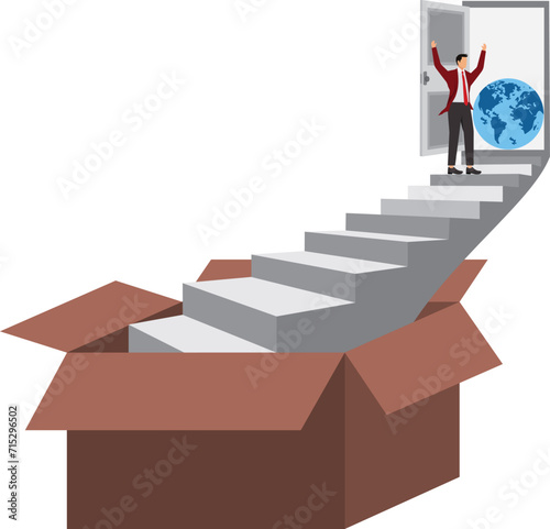 Businessman, Opened the door and saw the Earth