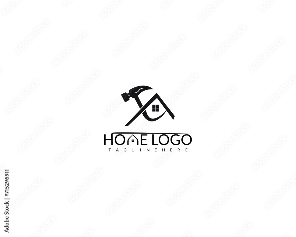 home vector logo template. Tool for service and repair under the roof of the house home vector logo template. Tool for service and repair under the roof of the house