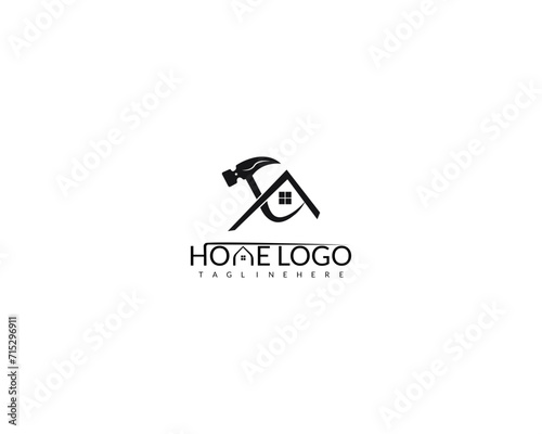 home vector logo template. Tool for service and repair under the roof of the house