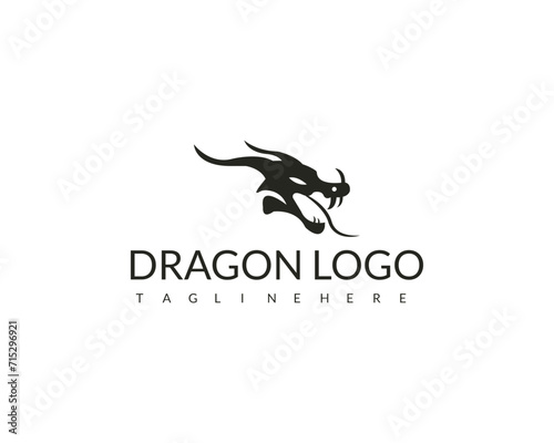 Chinese Dragon vector with line and solid black art King Dragon tattoo