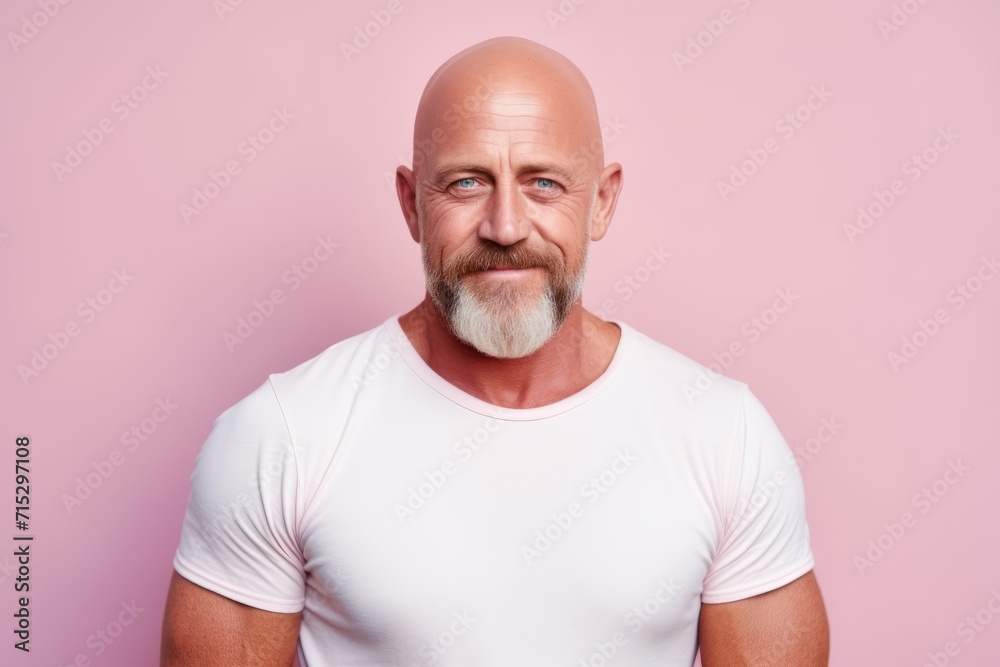 Portrait of a handsome mature man in white t-shirt. Portrait of a handsome mature man in white t-shirt.