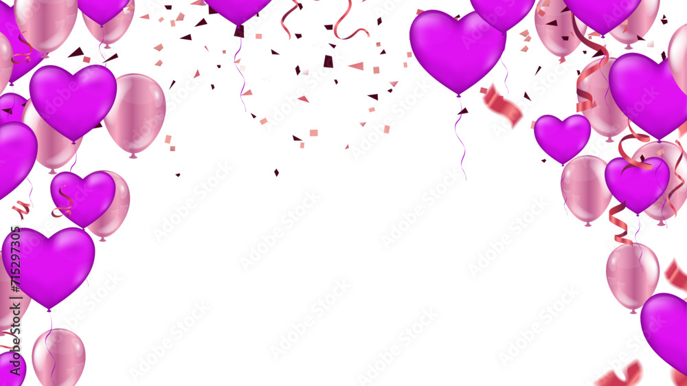 Color Glossy Happy Birthday Balloons Banner Background Illustration