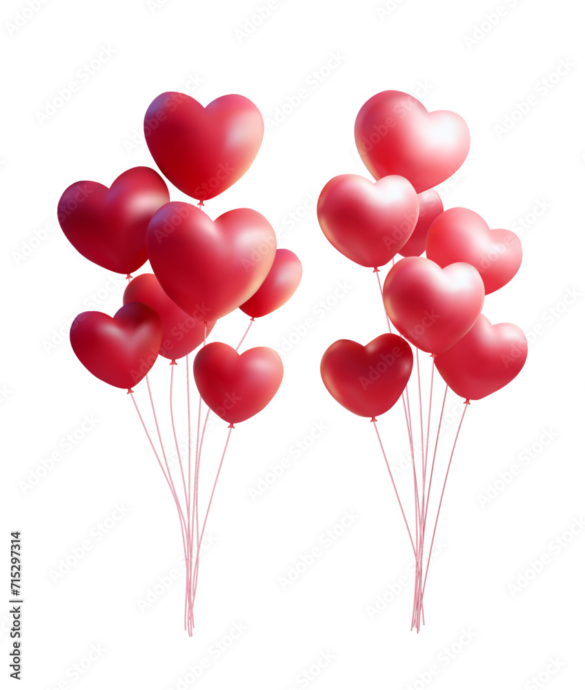 Vector Illustration, Red hearts balloons