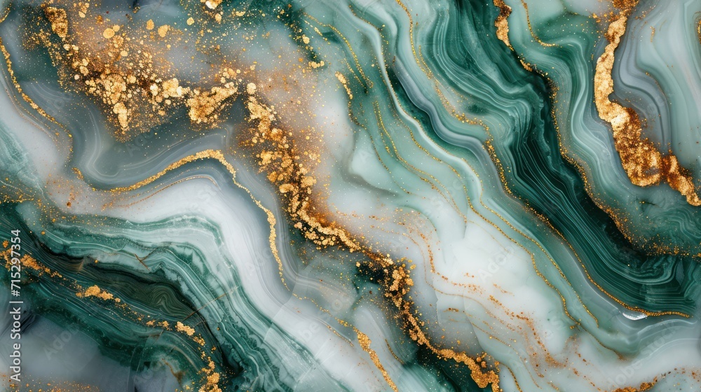 seamless white gold and emerald marble pattern for a luxurious background - obrazy, fototapety, plakaty 