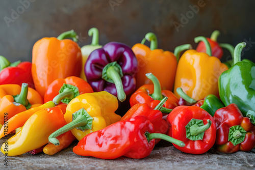 A symphony of various sweet pepper varieties, showcasing a medley of shapes, sizes and colors