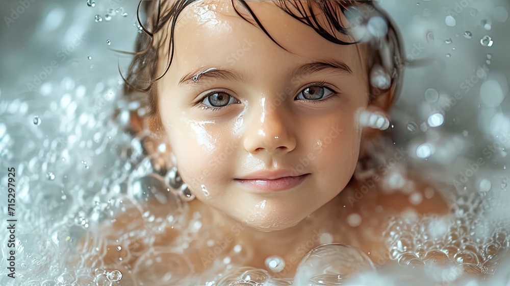 the child playful and bubble during shower the child playful and bubble during shower