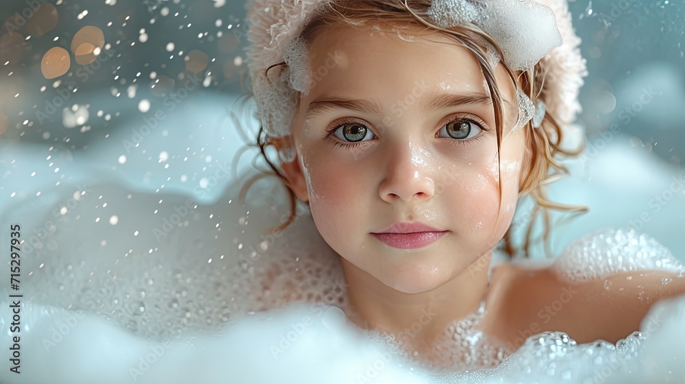 the child playful and bubble during shower the child playful and bubble during shower