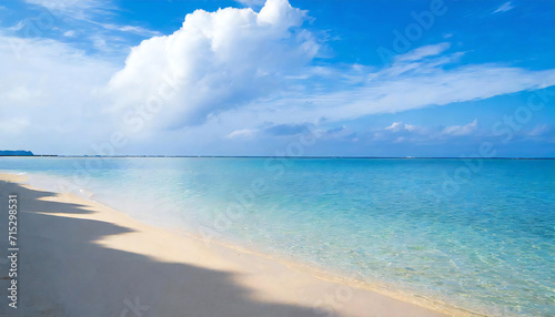                                                 Image of the sea in Okinawa with a blue sky.