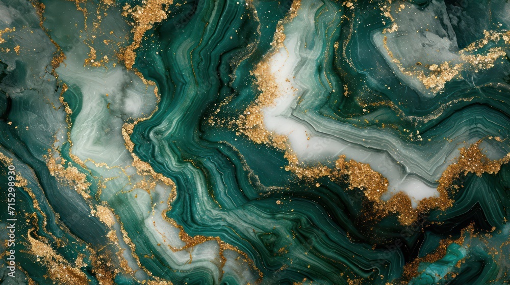 Seamless pattern of white gold and emerald marble, creating a luxurious background.
Seamless pattern of white gold and emerald marble, creating a luxurious background.