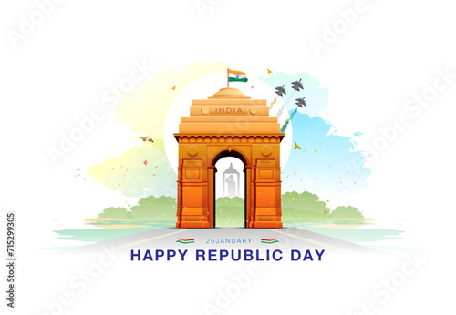 India gate and 26 january Republic Day celebration background.