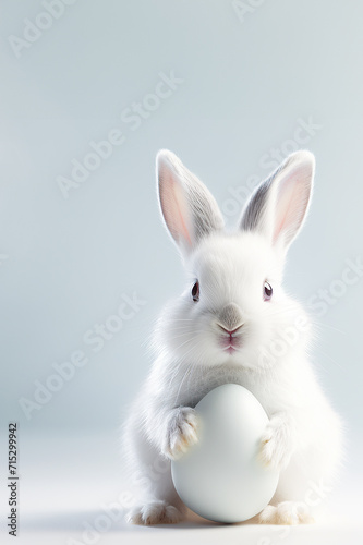white rabbit with easter eggs © vasanty