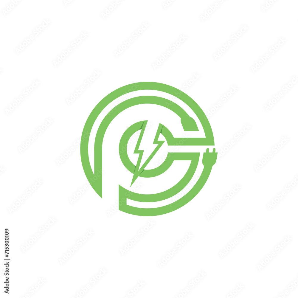 Power Electric Letter P Logo Vector - obrazy, fototapety, plakaty 