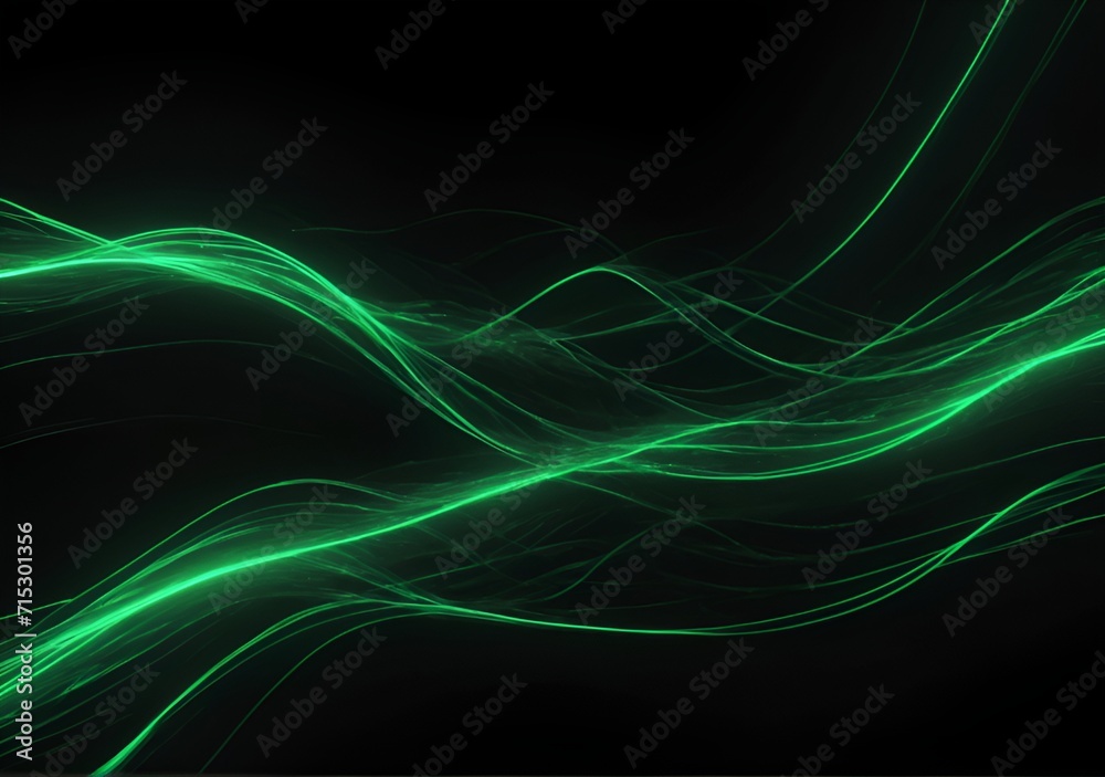 3d render, abstract wallpaper. Green neon lines over black background. Streaming energy. Particles moving and leaving glowing tracks. Illustration 3d render, abstract wallpaper. Green neon lines over black background. Streaming energy. Particles moving and leaving glowing tracks. Illustration