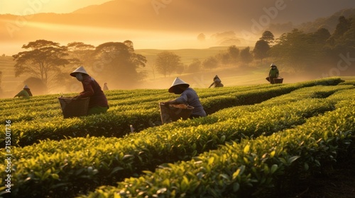 Golden Hour Scenery of the Tea Plantation photo