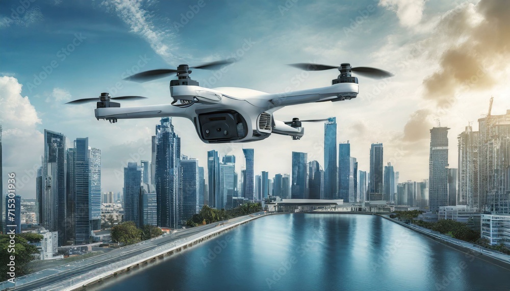 Naklejka premium Above and Beyond: Future Air Transportation Banner Concept