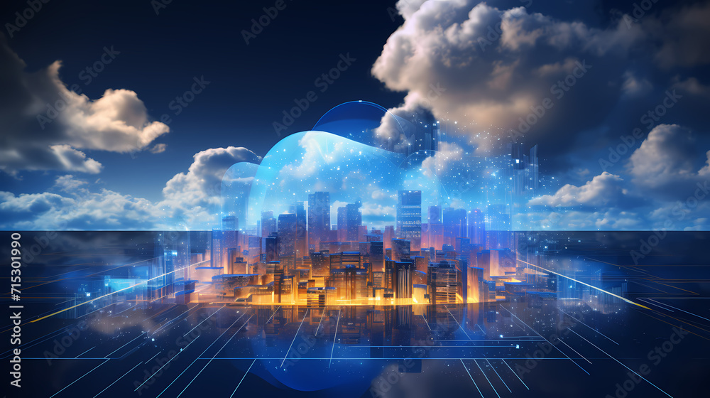 Fototapeta premium Cloud Vortex: A Portal to Digital Dimensions