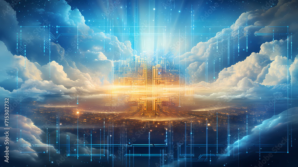 Obraz premium Cloud Vortex: A Portal to Digital Dimensions