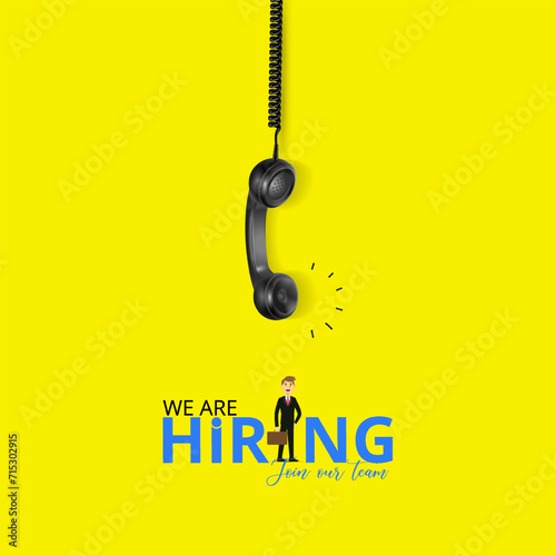 We are hiring join to the team announcement. Hiring recruitment open vacancy design. we,re hiring creative post.