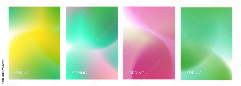 Set of blurred spring theme color backgrounds for creative Springtime graphic design. Vector illustration.