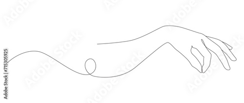 One continuous line drawing of hand in pinch pose. Doodle outline art line vector illustration