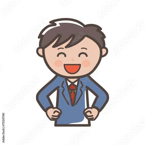 満面の笑みを浮かべる男性ビジネスマンのイラスト