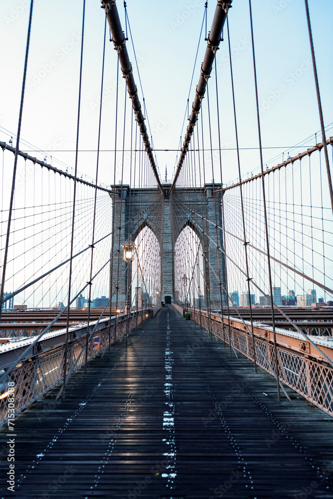 Fototapeta premium brooklyn bridge of new york city. brooklyn bridge in new york. bridge spanning the East River between the boroughs of Manhattan and Brooklyn. Brooklyn neighborhood