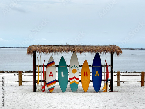 Canvas Print View of Aloha White Sand Beach at Pantai Indah Kapuk (PIK) 2, North Jakarta