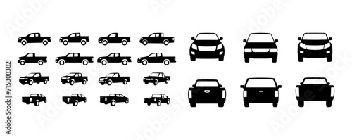 Car pickup truck icon set isolated on the background. Ready to apply to your design. Vector illustration.