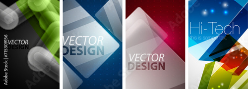 Set of transparent glass banner templates, posters. Vector illustration For Wallpaper, Banner, Background, Card, Book Illustration, landing page