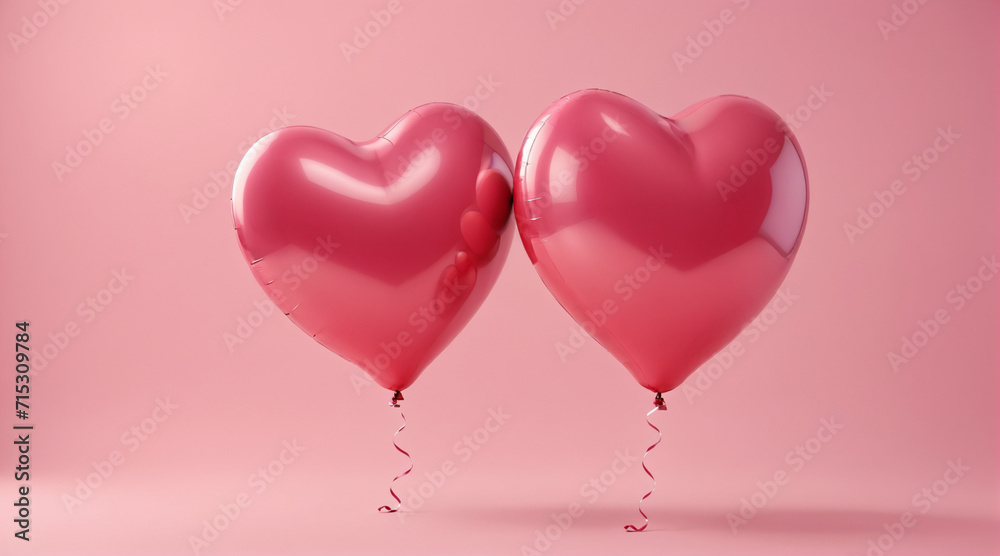 3D rendering of love balloons and pink gifts with a podium in the middle, a pink background for Valentine's Day. 3D model
