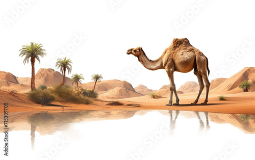 Camel, a Lone Wanderer, Finding Sustenance in the Vast Desert Expanse on a White or Clear Surface PNG Transparent Background. © Usama