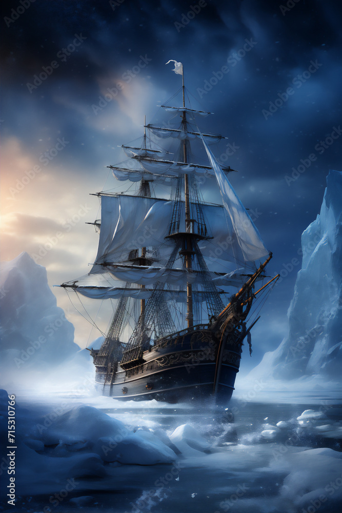 ship in the northern sea