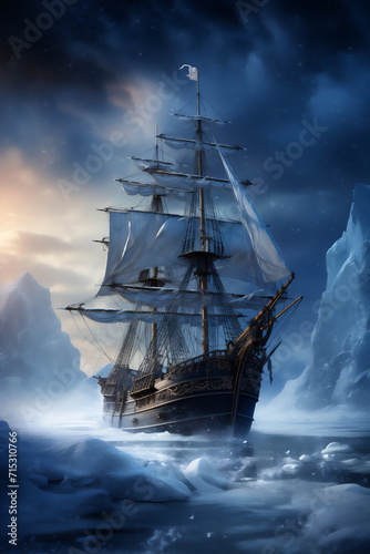 ship in the northern sea