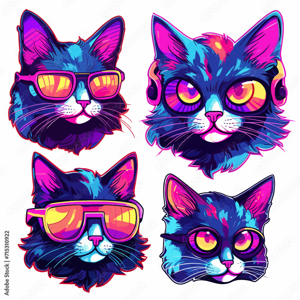 Fototapeta premium synthwave cat character