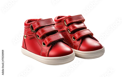 Protective, and Waterproof Red Color Shoes for Young Explorers on a White or Clear Surface PNG Transparent Background.