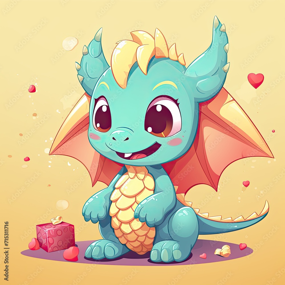 Fototapeta premium Vector Illustration of Cute Dragon