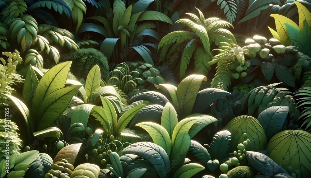 Obraz premium Leafy Luxuriance: A Verdant Dream. Generative AI.