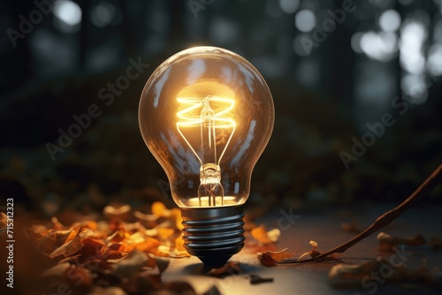 The light bulb lies on the floor and is lit, the electricity is isolated