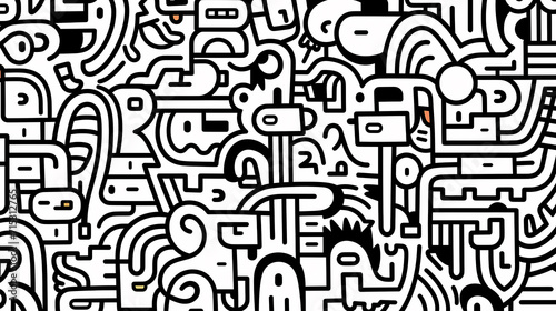 Funny doodle seamless pattern, artistic background