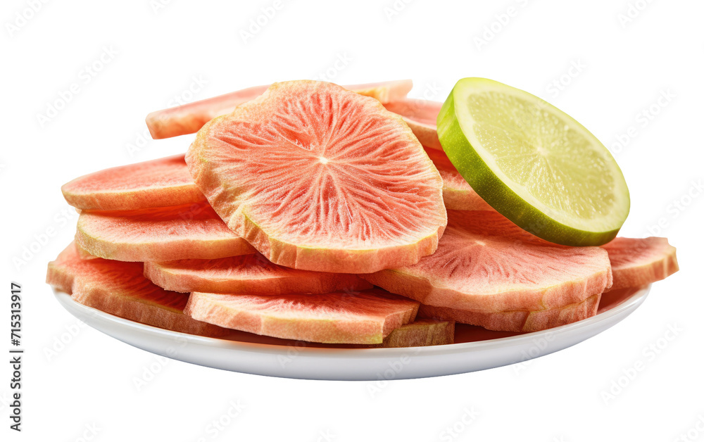 Exotic Sweetness and Chewy Texture of Dried Guava Slices on a White or Clear Surface PNG Transparent Background. Exotic Sweetness and Chewy Texture of Dried Guava Slices on a White or Clear Surface PNG Transparent Background.