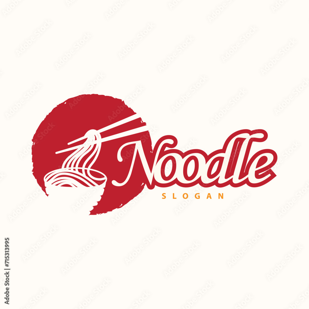 Noodle logo vector traditional japanese food ramen noodles restaurant brand silhouette design template
