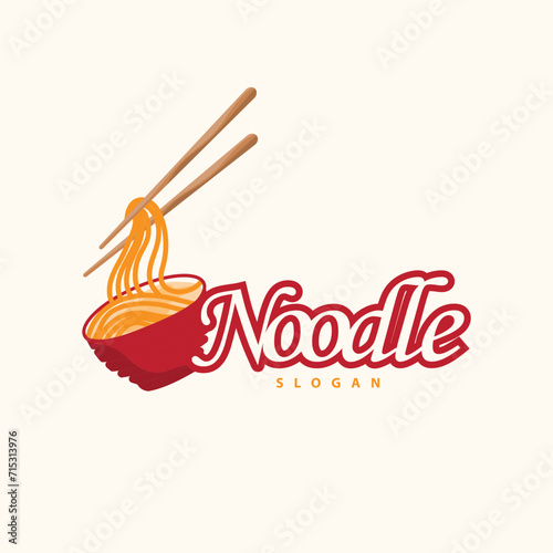 Noodle logo vector traditional japanese food ramen noodles restaurant brand silhouette design template