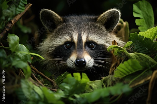 Raccoon , tropical forest, wildlife focus, dynamic, 4K Ultra HD