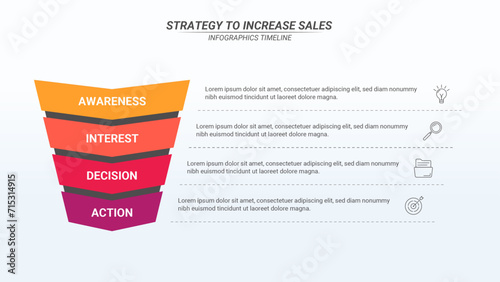 How to Increase Sales Infographic With 4 Steps and Editable Text for Business Plans, Marketings, and Presentations.