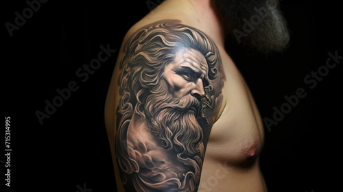 Tattoo on men's shoulders, , Generative Ai