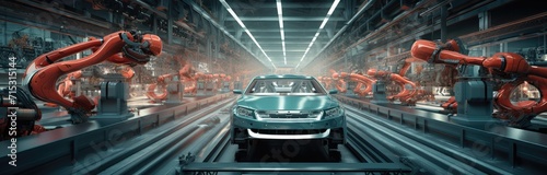 A contemporary car assembly plant embodies the latest advancements in technology.