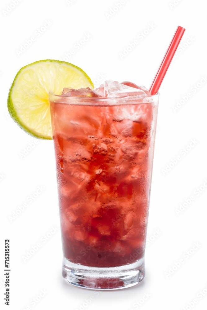 Cape Codder cocktail with lime isolated on white background Cape Codder cocktail with lime isolated on white background