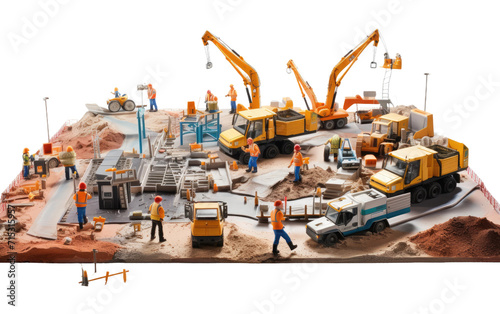 Ignite Imaginations with a Vibrant Paper Landscape of a Building Site Model on a White or Clear Surface PNG Transparent Background.