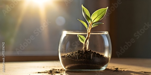 plant in glass jar